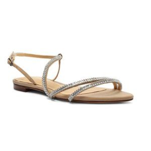 Alexandre Birman Alana Crystal Suede Slingback Flat Sandals, US 7.5